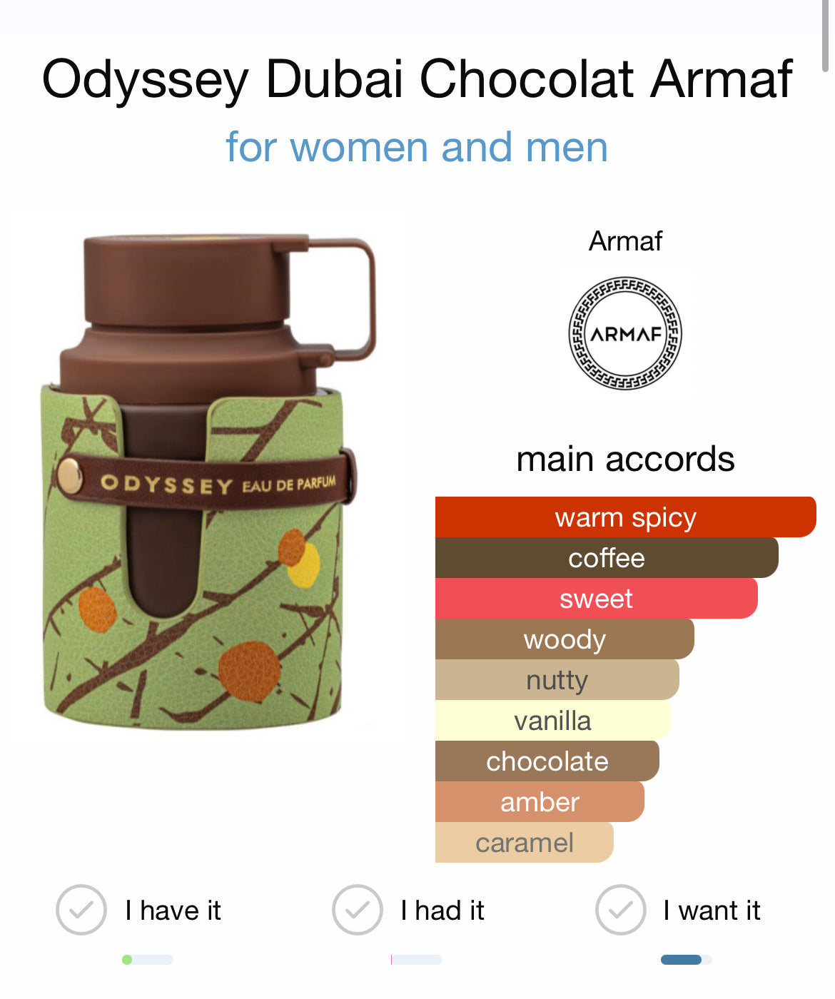 Armaf Odyssey Dubai Chocolat For Men & Women